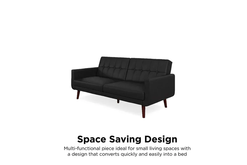 Nola 3-personers Sovesofa Kunstlæder/Sort - Dorel Home - Møbler - Sofaer - Sovesofaer - Bred sovesofa