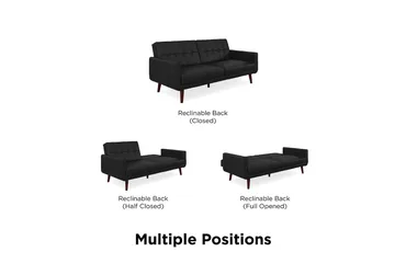 Nola 3-personers Sovesofa Kunstlæder/Sort - Dorel Home - Møbler - Sofaer - Sovesofaer - Bred sovesofa