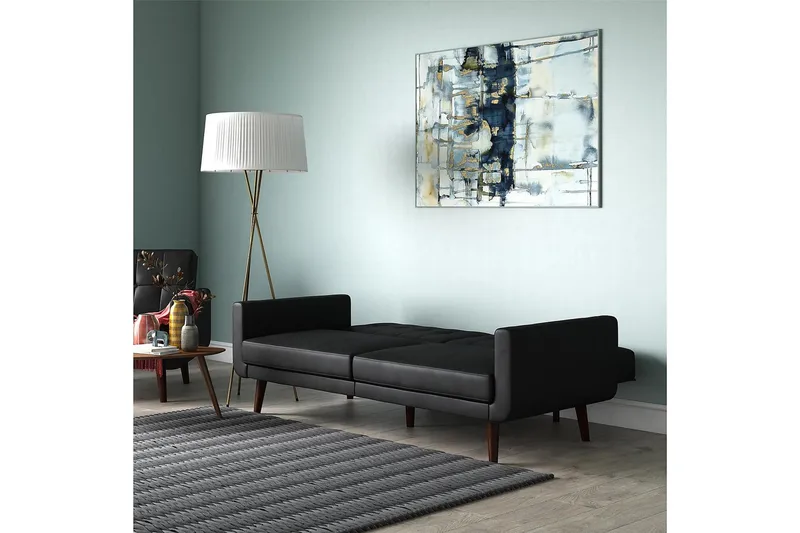 Nola 3-personers Sovesofa Kunstlæder/Sort - Dorel Home - Møbler - Sofaer - Sovesofaer - Bred sovesofa