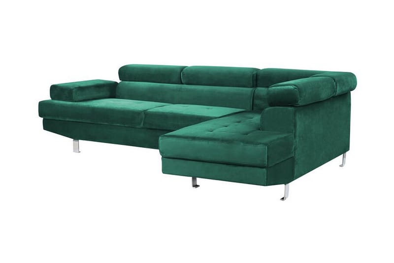 Norreia 5-Pers. Hjørnesovesofa Venstre - Velour/Grøn - Møbler - Sofaer - Sovesofaer