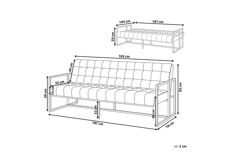 Ordsbo 3-Pers. Sovesofa - Velour/Lyserød - Sovesofaer - 3 personers sovesofa