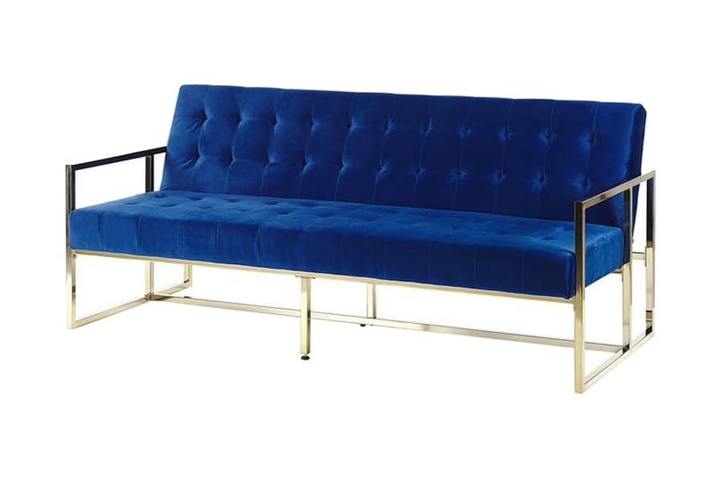 Ordsbo 3-Pers. Sovesofa - Velour/Marineblå - Sovesofaer - 3 personers sovesofa