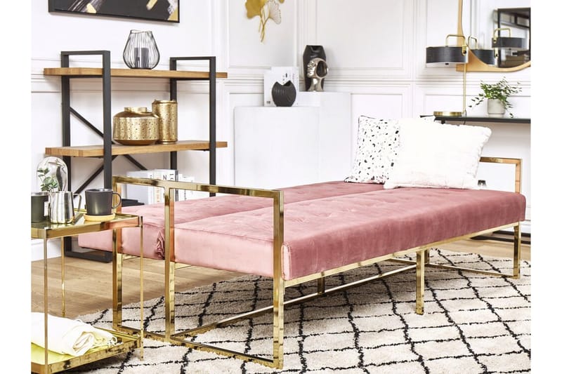 Ordsbo 3-Pers. Sovesofa - Velour/Lyserød - Møbler - Sofaer - Sovesofaer