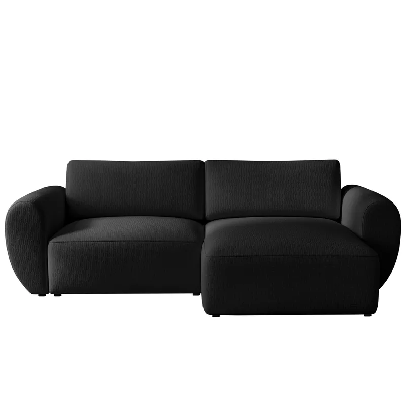 Osvar 3-personers sovesofa med chaiselong til højre og opbevaring, Sort