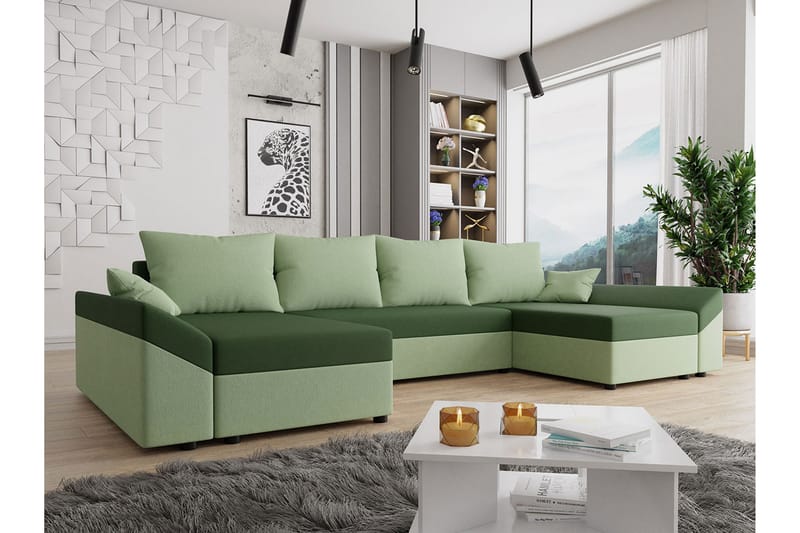 Ovadia 5-Pers. Sovesofa - Grøn - Sovesofaer - Sovesofa chaiselong - Velour sofaer