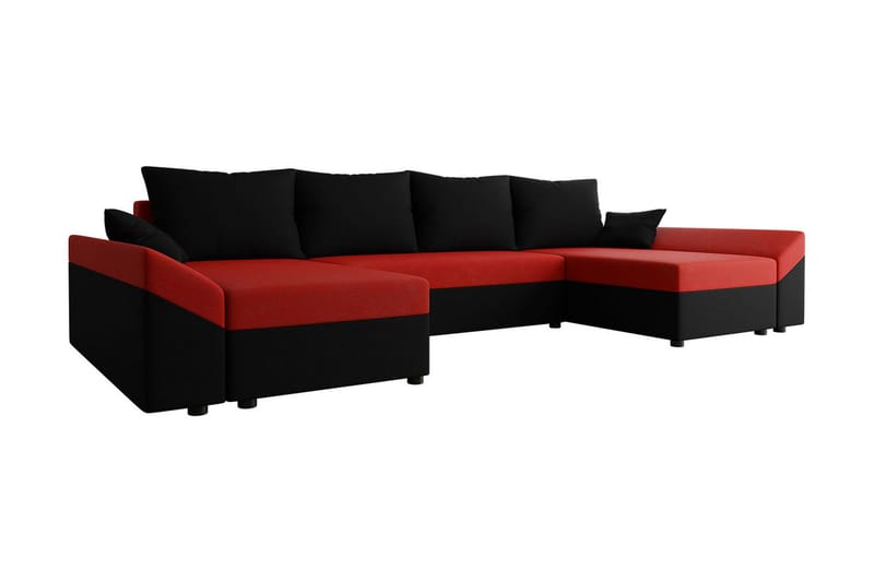 Ovadia 5-Pers. Sovesofa - Sort/Rød - Møbler - Sofaer - Sovesofaer