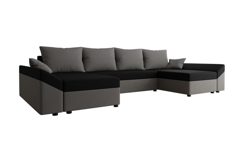 Ovadia 5-Pers. Sovesofa - Mørkegrå - Sovesofaer - Sovesofa chaiselong - Velour sofaer