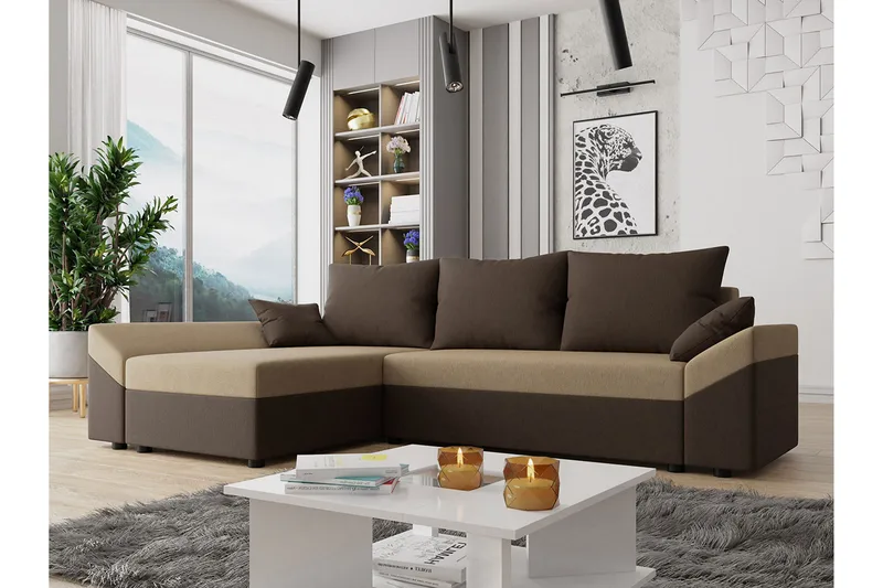 Ovadia 5-Pers. Sovesofa - Brun/Beige - Møbler - Sofaer - Sovesofaer