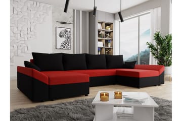 Ovadia 5-Pers. Sovesofa - Sort/Rød - Møbler - Sofaer - Sovesofaer