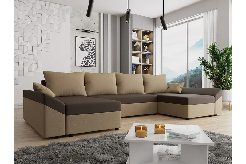 Ovadia 5-Pers. Sovesofa - Brun/Beige - Møbler - Sofaer - Sovesofaer