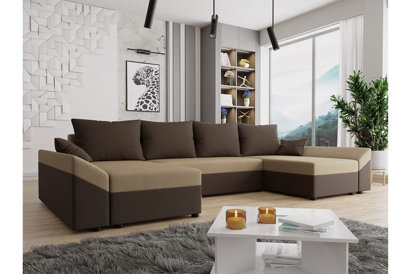 Ovadia 5-Pers. Sovesofa - Brun/Beige - Møbler - Sofaer - Sovesofaer