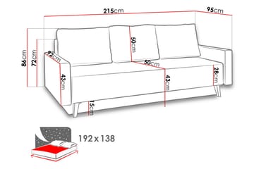 Oviedo 3-personers Sovesofa med Opbevaring 95x215 cm i Stof - Grå - Møbler - Sofaer - Sovesofaer