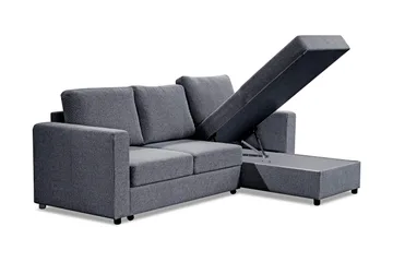 Paris Sovesofa 3-pers med Chaiselong Vendbar - Grå - Møbler - Sofaer - Sovesofaer
