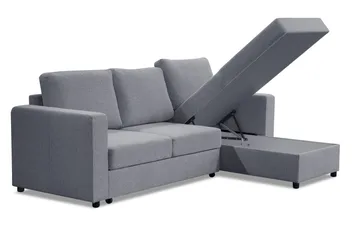 Paris Sovesofa med Chaiselong Vendbar - Lysegrå - Møbler - Sofaer - Sovesofaer