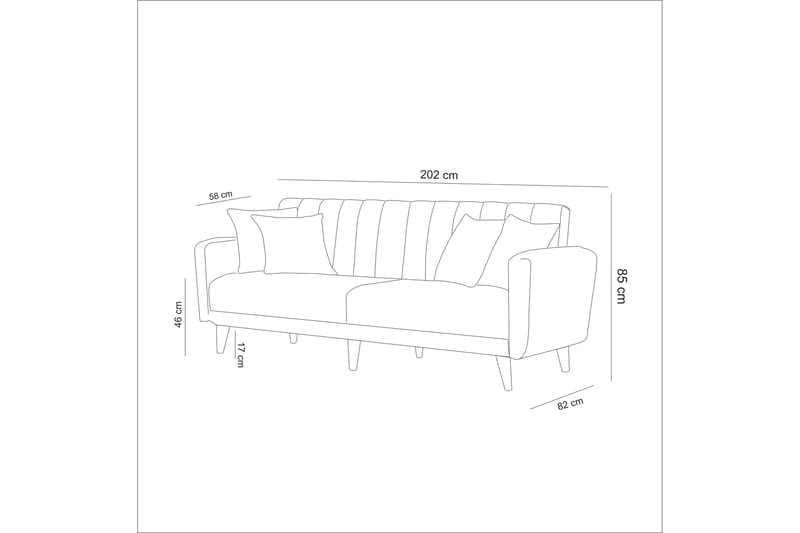 Pattyn 3-pers. Sovesofa - Mørkeblå - Sovesofaer - 3 personers sovesofa