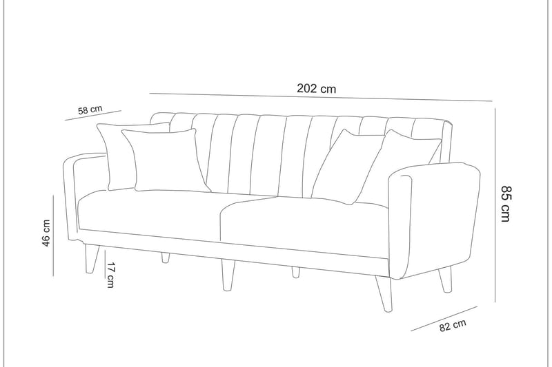 Pattyn 3-pers. Sovesofa - Grå - Sovesofaer - 3 personers sovesofa