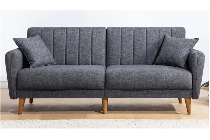 Pattyn Sovesofa i Stof med Træben - Grå - Møbler - Sofaer - Sovesofaer