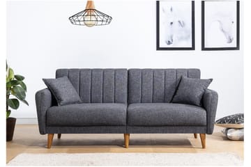 Pattyn Sovesofa i Stof med Træben - Grå - Møbler - Sofaer - Sovesofaer