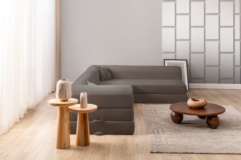 Pento L-formet Hjørnesovesofa 190x280 cm i Stof - Brun - Møbler - Sofaer - Sovesofaer
