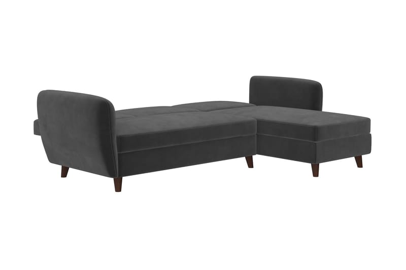 Perry 3-personers Chaiselongsovesofa Justerbar Velour/Grå/Tr - Novogratz - Møbler - Sofaer - Sovesofaer