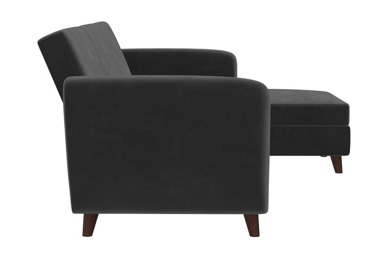 Perry 3-personers Chaiselongsovesofa Justerbar Velour/Grå/Tr - Novogratz - Møbler - Sofaer - Sovesofaer