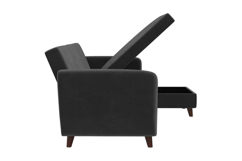 Perry 3-personers Chaiselongsovesofa Justerbar Velour/Grå/Tr - Novogratz - Møbler - Sofaer - Sovesofaer