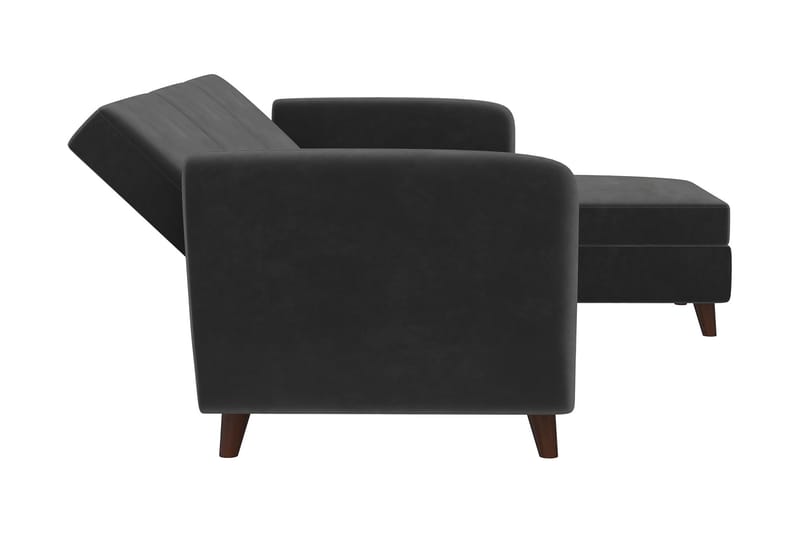 Perry 3-personers Chaiselongsovesofa Justerbar Velour/Grå/Tr - Novogratz - Møbler - Sofaer - Sovesofaer