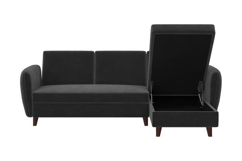 Perry 3-personers Chaiselongsovesofa Justerbar Velour/Grå/Tr - Novogratz - Møbler - Sofaer - Sovesofaer