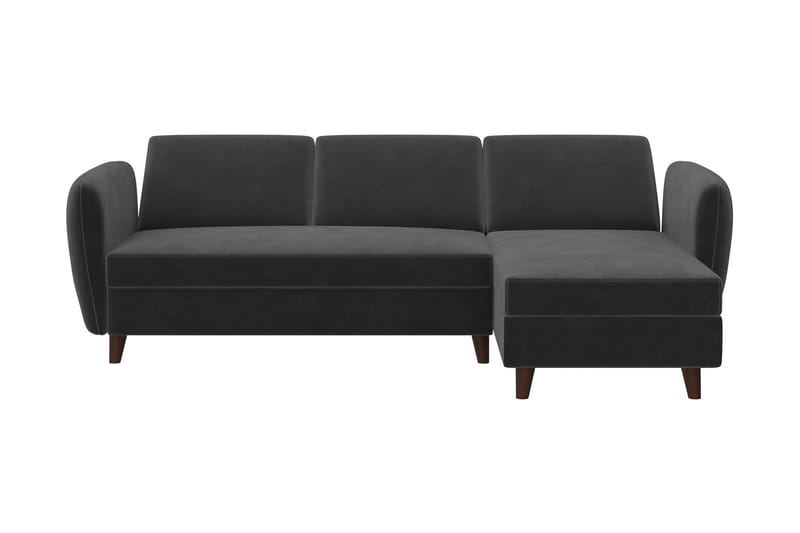 Perry 3-personers Chaiselongsovesofa Justerbar Velour/Grå/Tr - Novogratz - Møbler - Sofaer - Sovesofaer