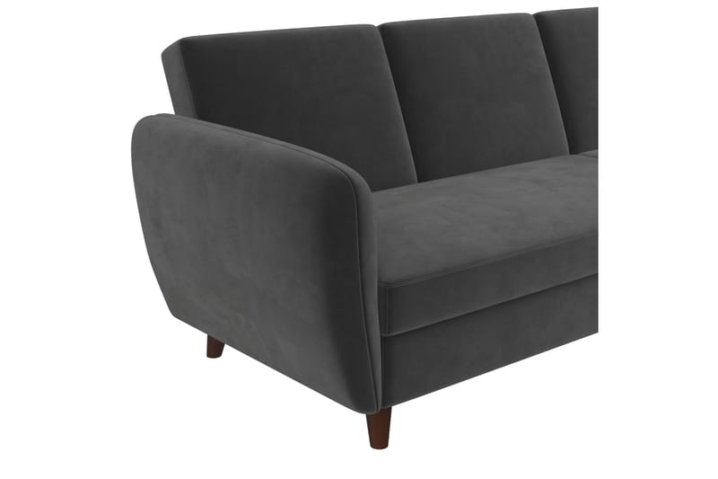 Perry 3-personers Chaiselongsovesofa Justerbar Velour/Grå/Tr - Novogratz - Møbler - Sofaer - Sovesofaer