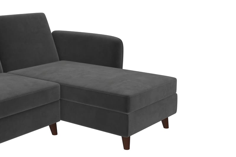 Perry 3-personers Chaiselongsovesofa Justerbar Velour/Grå/Tr - Novogratz - Møbler - Sofaer - Sovesofaer