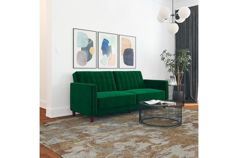 Pin Tuftet 2-personers Sovesofa Velour/Grøn - Dorel Home - Møbler - Sofaer - Sovesofaer