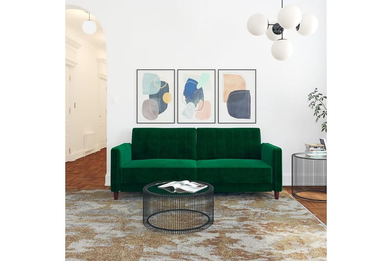 Pin Tuftet 2-personers Sovesofa Velour/Grøn - Dorel Home - Møbler - Sofaer - Sovesofaer