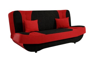 Pinto 3-personers Rektangulær Sovesofa i Stof - Rød|Sort - Møbler - Sofaer - Sovesofaer