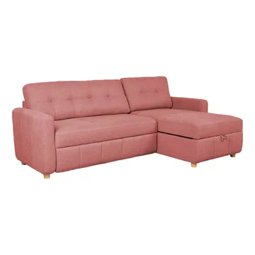 Porsen Vendbar L-formet Hjørnesovesofa 128x198 cm med Opbevaring i Stof - Pink - Møbler - Sofaer - Sovesofaer