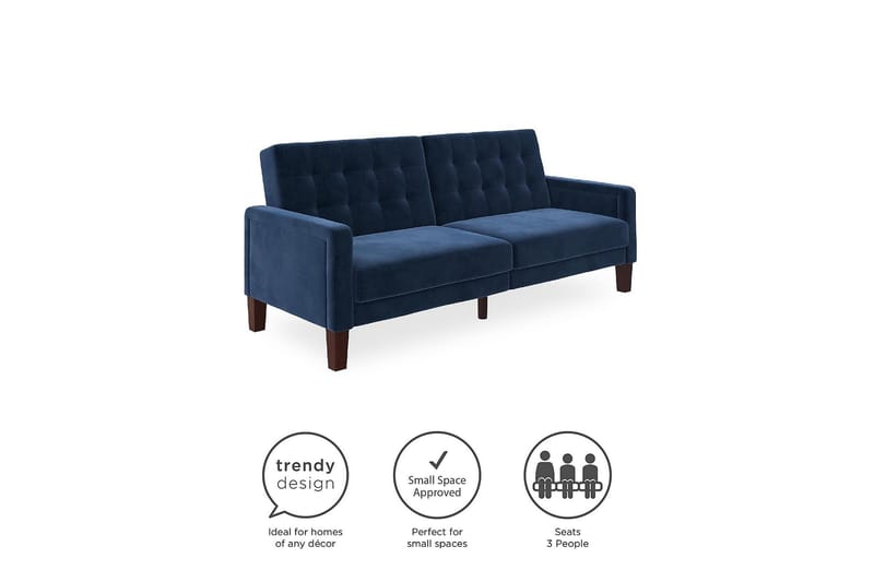 Porter 2-personers Sovesofa Velour/Blå - Dorel Home - Møbler - Sofaer - Sovesofaer - 2 personers sovesofa