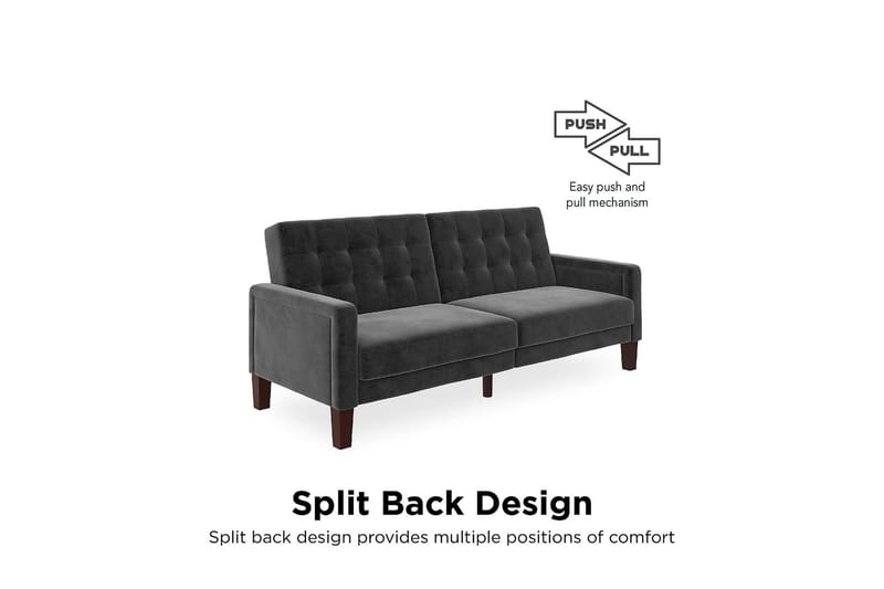 Porter 2-personers Sovesofa Velour/Grå - Dorel Home - Møbler - Sofaer - Sovesofaer - Bred sovesofa