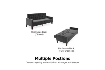 Porter 2-personers Sovesofa Velour/Grå - Dorel Home - Møbler - Sofaer - Sovesofaer - 2 personers sovesofa