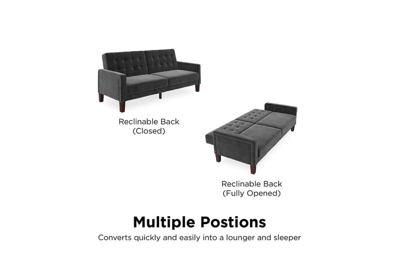 Porter 2-personers Sovesofa Velour/Grå - Dorel Home - Møbler - Sofaer - Sovesofaer - Bred sovesofa