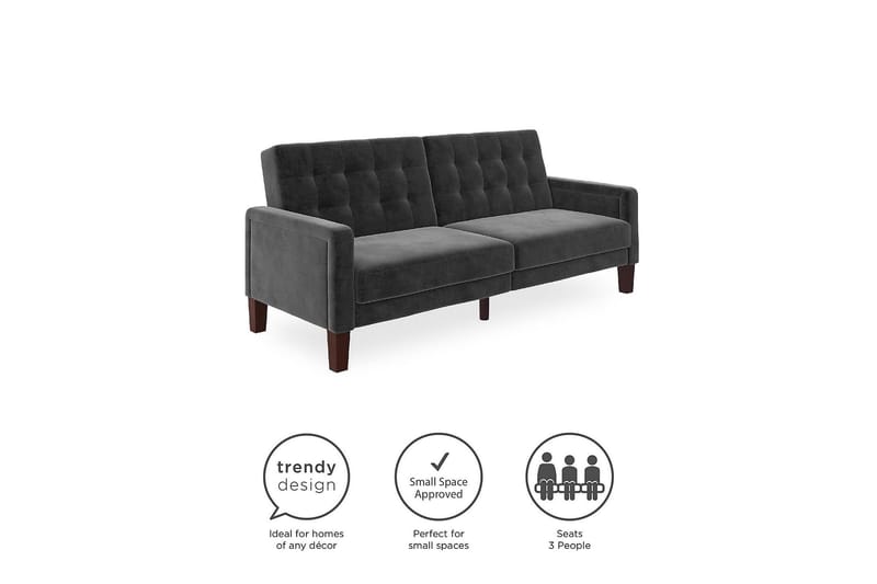 Porter 2-personers Sovesofa Velour/Grå - Dorel Home - Møbler - Sofaer - Sovesofaer - Bred sovesofa