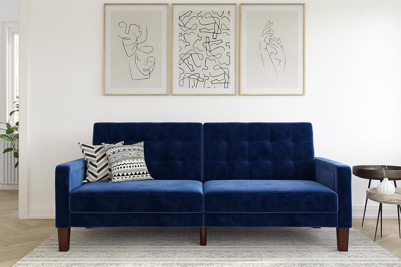 Porter 2-personers Sovesofa Velour/Blå - Dorel Home - Møbler - Sofaer - Sovesofaer - Bred sovesofa