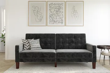 Porter 2-personers Sovesofa Velour/Grå - Dorel Home - Møbler - Sofaer - Sovesofaer - 2 personers sovesofa