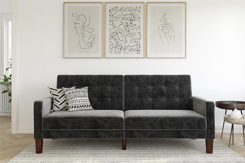 Porter 2-personers Sovesofa Velour/Grå - Dorel Home - Møbler - Sofaer - Sovesofaer - Bred sovesofa