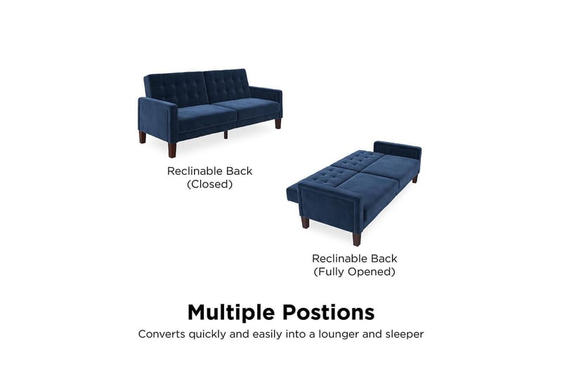 Porter 2-personers Sovesofa Velour/Blå - Dorel Home - Møbler - Sofaer - Sovesofaer - Bred sovesofa