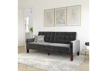 Porter 2-personers Sovesofa Velour/Grå - Dorel Home - Møbler - Sofaer - Sovesofaer - 2 personers sovesofa