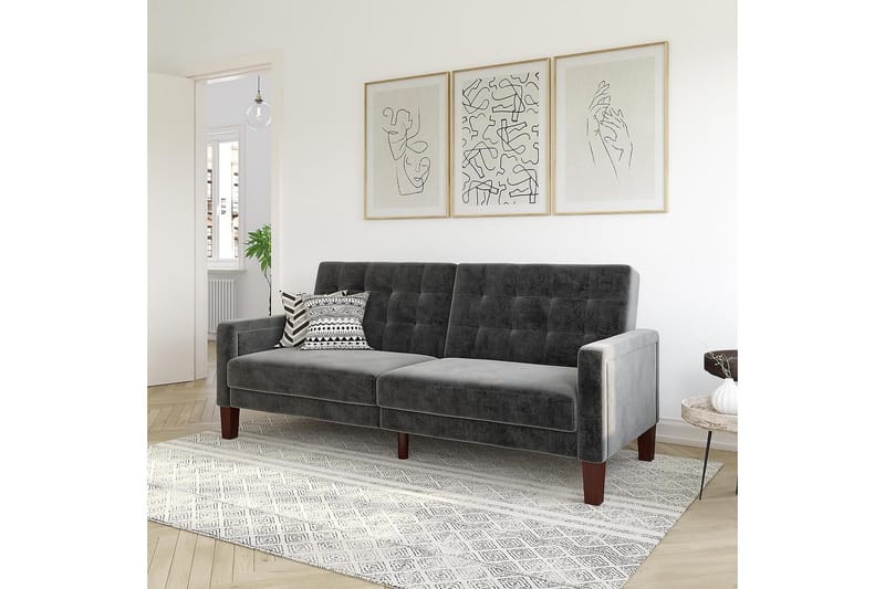 Porter 2-personers Sovesofa Velour/Grå - Dorel Home - Møbler - Sofaer - Sovesofaer - Bred sovesofa