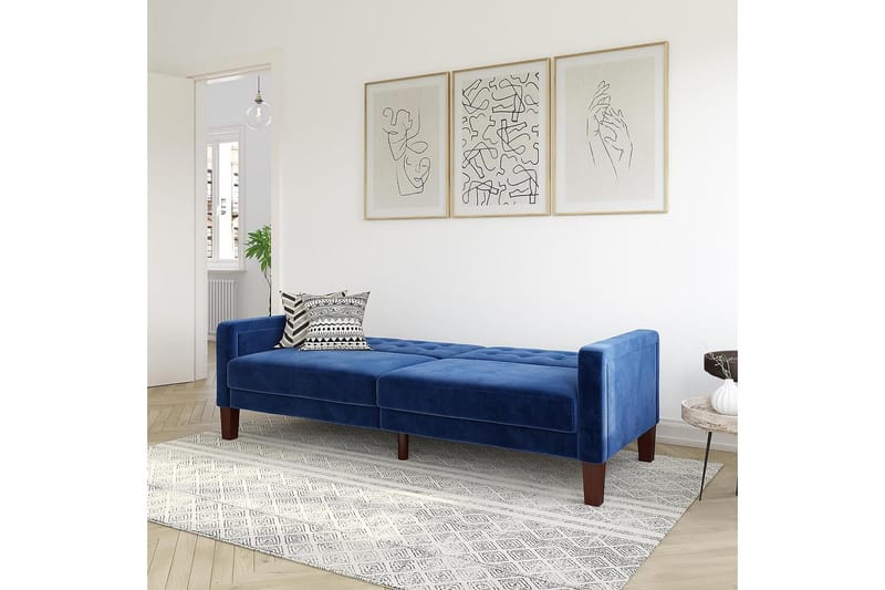 Porter 2-personers Sovesofa Velour/Blå - Dorel Home - Møbler - Sofaer - Sovesofaer - Bred sovesofa