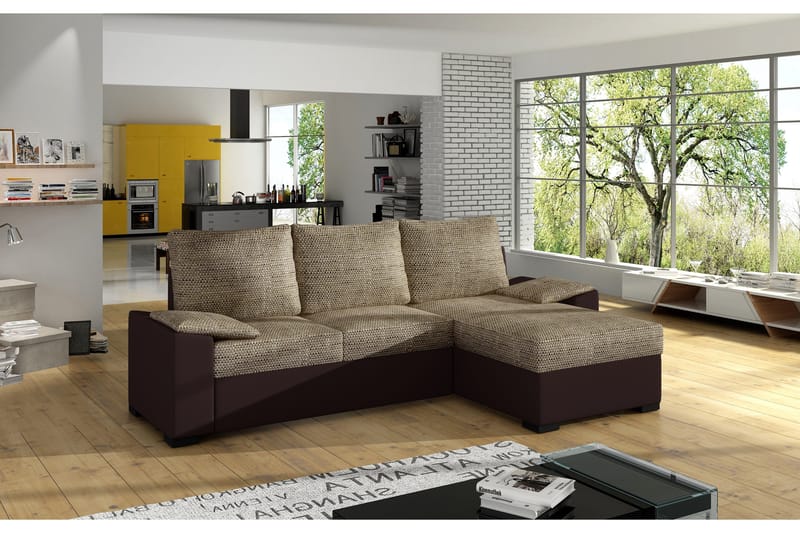 Portomouro sovesofa med divan, Beige/Brun