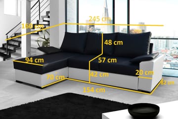 Portomouro sovesofa med divan - Beige/Brun - Møbler - Sofaer - Sovesofaer