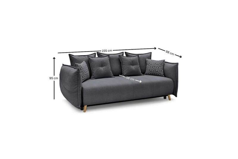 Puffin Sovesofa 3-personers - Antracit - Møbler - Sofaer - Sovesofaer